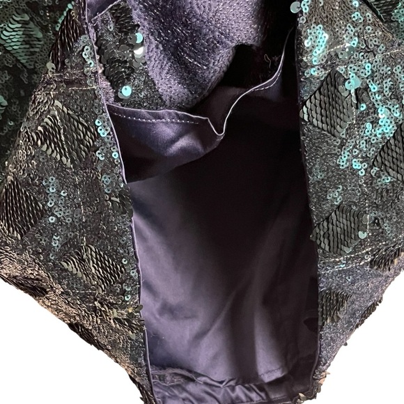 Free People Teal Sequined Chantes Holiday Backless Blouson Sleeves Dress Size 2 - Picture 9 of 16
